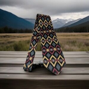 San Francisco 49ers Argyle Silk Neck Tie 1999 Ralph Marlin & Co NFL Sports USA